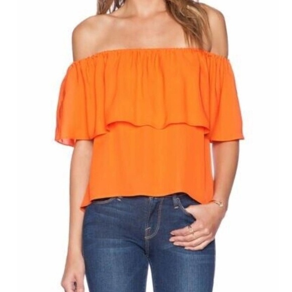 Rebecca Minkoff Ruffled Dev Top in Persimmon - Picture 1 of 8